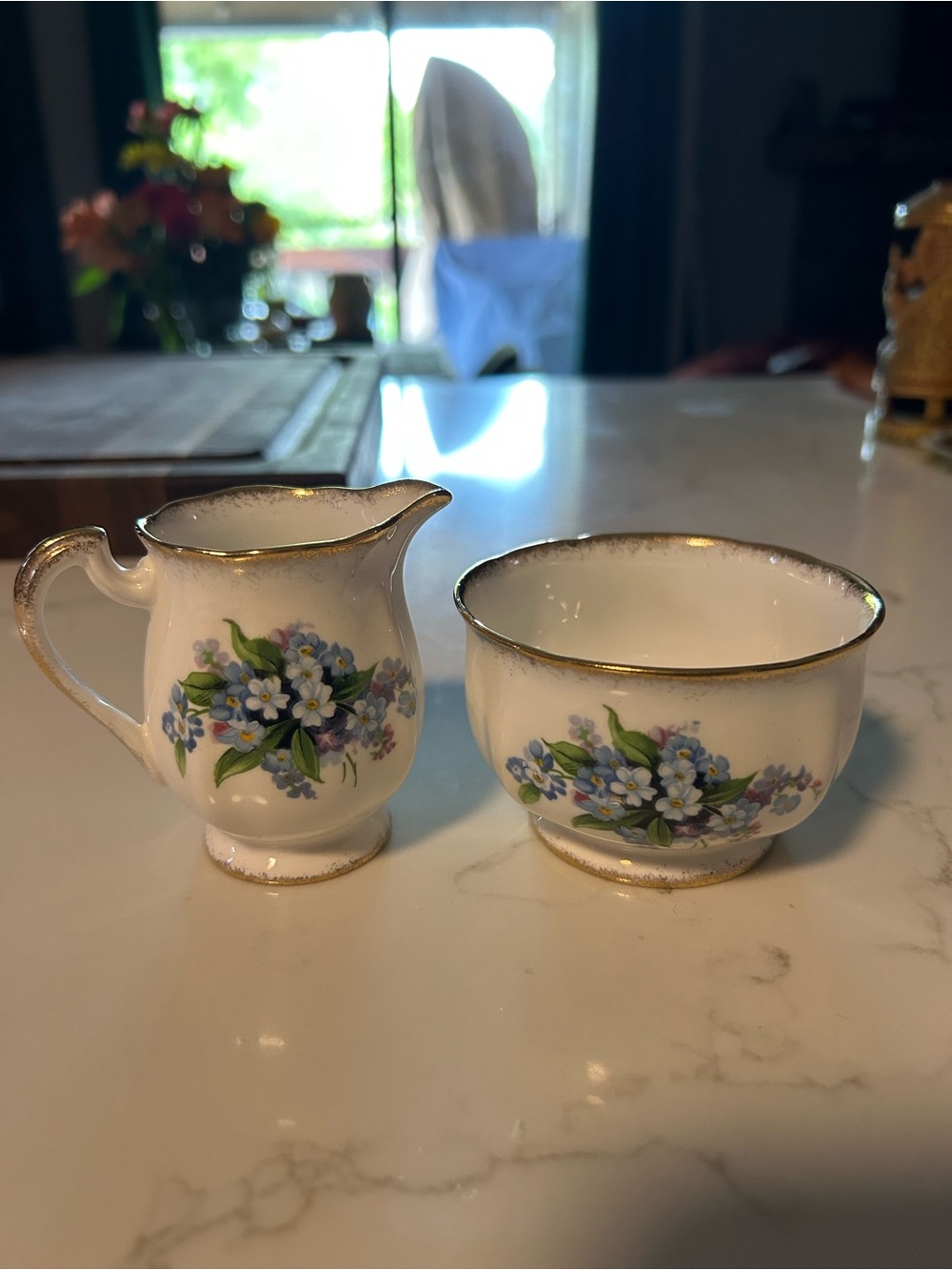 Vintage Porcelain Creamer and Sugar Fine Bone China Set
